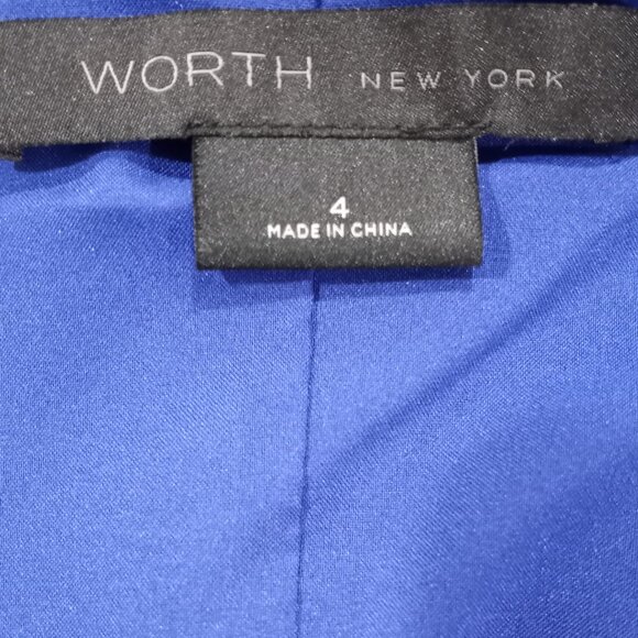 WORTH NEW YORK ROYAL DEEEP BLUE LOW NECKLINE SHIFT DRESS WOMEN SIZE 4 - Picture 3 of 5
